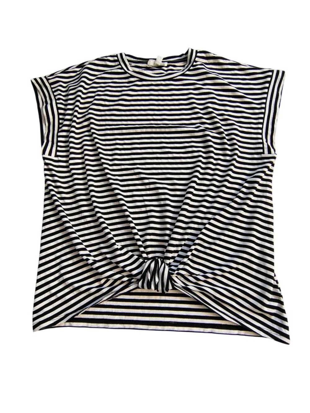Love And Promises Womens Black & White Striped Tie-Front Top Small Soft rayon